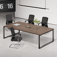 Table de conférence de bureau, table longue, style minimaliste moderne, ensemble de chaises pour salle de réunion, compacte, personnalisable, en mélamine, pour 12 personnes