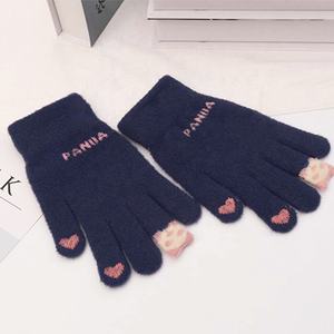 Automne hiver femmes fausse fourrure de vison mode <span class=keywords><strong>Panda</strong></span> Jacquard tricoté écran tactile doigt doux main sensation gants - Product Image 6