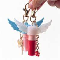 Porte-rouge à lèvres en silicone en forme d'aile d'ange mignon, porte-clés portable universel, anneau de protection pour gloss, décoration maison et jardin