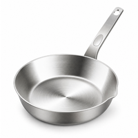 Wajan Penggorengan Dasar Tunggal Stainless Steel Kompatibel Semua Jenis Kompor; Wajan Omelet Dasar Rata Anti Lengket; Panci Mini