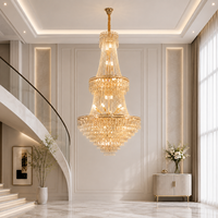Lampu Gantung Hotel Mewah Modern dengan Ketinggian yang Dapat Disesuaikan, Dilengkapi Kristal LED Chandelier untuk Lobi