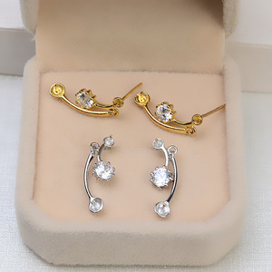 Hebilla para Pendientes de Plata S925 con Doble Cuentas, 16 mm, Perla de Mármol, Accesorios para Manualidades, Bandeja Vacía Semiterminada 4896, Chapada en Oro - Product Image 1