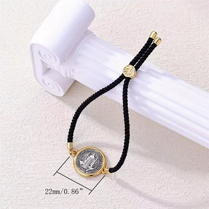 Braccialetti con ciondolo patrono KOMI per donna, braccialetto <span class=keywords><strong>rosario</strong></span> con medaglia di San Benedetto in <span class=keywords><strong>argento</strong></span>, braccialetto intrecciato con cordino, regalo per donna e uomo - Product Image 5