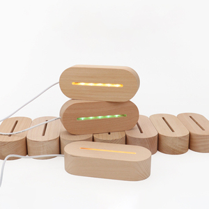 Bán buôn biểu tượng tùy chỉnh bằng gỗ LED đèn cơ sở 3D ánh sáng ban đêm đèn LED giáng sinh hình bầu dục đèn Acrylic LED hỗ trợ CE cơ sở bằng gỗ - Product Image 2