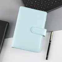 Carnet de notes A5/A6 personnalisé avec logo imprimé, classeur à 6 anneaux, agenda rigide en cuir rose mignon, ensemble cadeau de papeterie