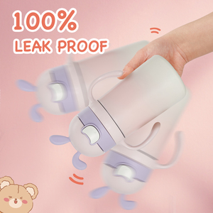 กระติกน้ำเด็กปลอดสาร BPA พร้อมหูจับถอดได้ เปิดง่ายด้วยคลิกเดียว หลอดซิลิโคน แก้วน้ำเก็บความร้อนสองชั้นสุญญากาศ - Product Image 3