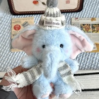 Porte-clés en peluche éléphant de Noël personnalisé, mini animal en peluche mignon et adorable, breloque de sac, pendentif, avec écharpe et chapeau