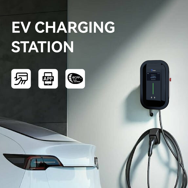New Tpson 7kW 32A EV Fast Charger Home Wall-Mounted OCPP 1.6J AC Type2 IP65 CE Certified APP/Card Swipe EV Charging Station