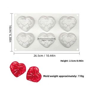 Moule à gâteau en silicone série Saint-Valentin, en forme de cœur avec nœud, pour mousse, cuisson au four, emballé individuellement, chocolat - Product Image 5