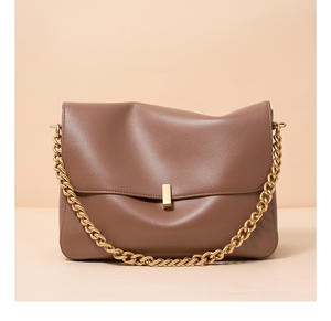 Fashion Minimalist <b>Soft</b> Genuine Leather Ladies Messenger Bag Large Capacity Briefcase <b>Handbag</b> Single Strap ZIP Closure - Product Image 4