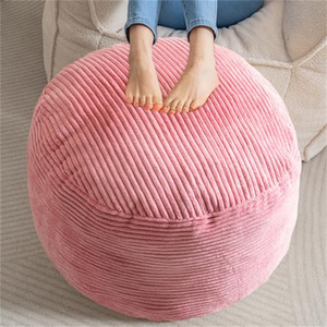 Repose-pieds <span class=keywords><strong>pouf</strong></span> <span class=keywords><strong>rond</strong></span> Offre Spéciale avec velours côtelé rembourré pour repose-pieds avec <span class=keywords><strong>coussin</strong></span> <span class=keywords><strong>de</strong></span> remplissage en mousse déchiquetée pour salon chambre - Product Image 1