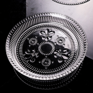 Plateau en verre épais et durable, style européen, motif végétal en relief, pour fruits, sushis et tournesols, assiette de dîner de camping, style nordique - Product Image 5