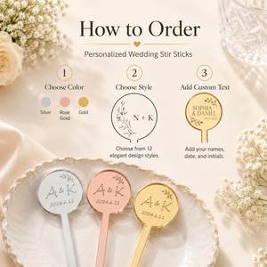 Custom Engraved <b>Acrylic</b> Cocktail Stirrers with <b>Mirror</b> Finish Personalized Initials Names Reusable for Wedding Favors Party Decor - Product Image 6