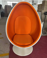 Fauteuil œuf pivotant moderne classique en fibre de verre avec coussin en tissu pour la maison, le bureau, le salon, la chambre, l'appartement, l'hôtel, le parc