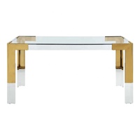 Table à manger rectangulaire en acrylique sur mesure en plexiglas Transparent Table à manger en acrylique avec métal doré
