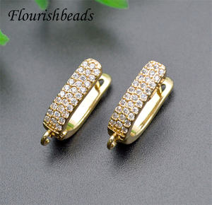 Vente chaude Mode Femme Fabrication de Bijoux Anti <span class=keywords><strong>Rouille</strong></span> 18K Plaqué Or Rhodium Plaqué CZ Pave U Forme Shvenzy Boucle D'oreille Crochets - Product Image 2