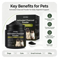Poudre de charbon actif pour chiens et chats, marque privée OEM, favorise la digestion des animaux et aide à maintenir une qualité normale des selles