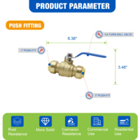 Robinet à bille à raccord rapide KING SMART résistant à la corrosion 1 pouce UPC/NSF pour la plomberie résidentielle et commerciale (Livraison gratuite aux États-Unis et au Canada)