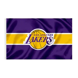 Kustom semua tim olahraga 3x5kaki cocok NBA La Lakers spanduk bendera sublimasi spanduk kosong bendera kustom