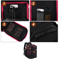 Sac à dos de randonnée, de sport et de voyage Trailpop avec logo personnalisé, imperméable, noir, fermeture éclair rose, 50L, sac à dos tactique de gym