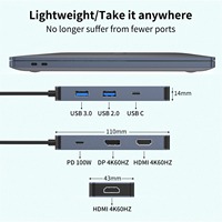 Usine OEM ODM 7 en 1 Hub Usb Station d'accueil Double HDTV 4K 60HZ 1 * DP 4K 60Hz PD USB a 2.0 3.0 Hubs pour tous les ordinateurs portables