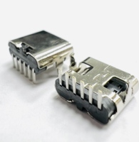 Conector USB de Alta Calidad Tipo-C Hembra de 6 Pines en Ángulo Recto, Carcasa de Acero Inoxidable, Carga Rápida 5V 3A, Marca JLC, PCB