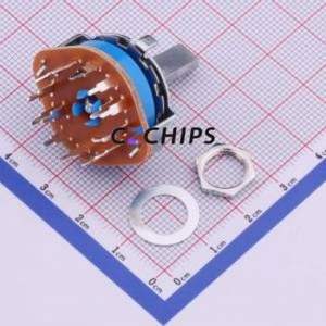 SRRM264300 Rotary Switch Through hole Component (THT) Switch 6 Cylindrical (with Slot) PC Pin Short Circuit - Product Image 2