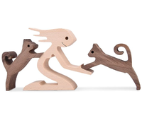 Maßgefertigtes Design CNC-Geschnitzte Frauen- und Katzen-Statue Holzfigur Handgefertigte Bemalte Moderne Multifunktionale Wohndekor-Akzente