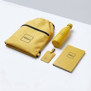 Eco-Friendly All-Black Corporate Gift Set Custom Logo Business Includes <b>Drawstring</b> <b>Backpack</b> Matte Water Bottle Notebook - Product Image 3