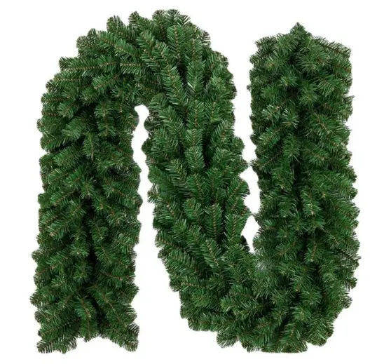 2.7M 등나무 새해 화환 장식 크리스마스 트리 장식 용품 녹색 인공 PVC PET 재료 소나무 바늘 크리스마스 화환