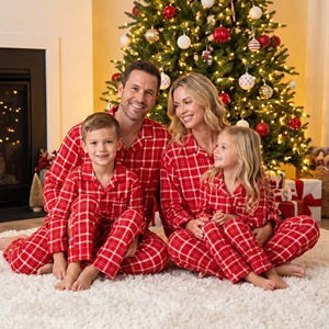 Nouveautés 2026 - Ensemble <span class=keywords><strong>de</strong></span> pyjamas <span class=keywords><strong>de</strong></span> Noël assortis pour la famille - Pyjamas <span class=keywords><strong>de</strong></span> Noël à carreaux écossais rouges pour hommes, femmes, garçons et filles - Pyjamas <span class=keywords><strong>de</strong></span> fête - Product Image 1