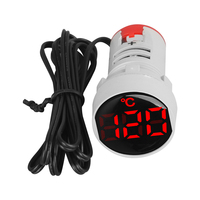 Termometer Digital, pengukur suhu Digital tampilan lampu Mini bulat 22mm DC 5 v-48 V 12V 24 V-20 ~ + 120 'c