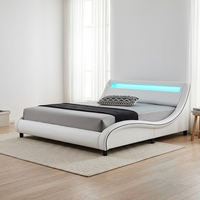 Lit de rangement Willsoon au design moderne, cadre de lit rembourré en cuir pour hôtel et usage domestique, avec éclairage LED intelligent, disponible en tailles King, Queen et Full