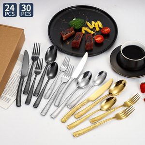 Juego de Cubiertos de Acero Inoxidable de 20 Piezas, Estilo Occidental Martillado, Juego de Regalo - Product Image 4