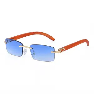 New Fashion Sunglasses Men Ultra Clear Rimless Sunglasses Ocean Slice Diamond Trimming Fashion Glasses
