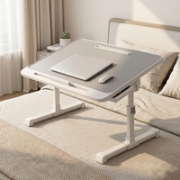 Bureau d'ordinateur portable pliable et portable, support pour ordinateur portable réglable en hauteur, table de lit avec tiroir pour le travail, l'étude et le bureau à domicile