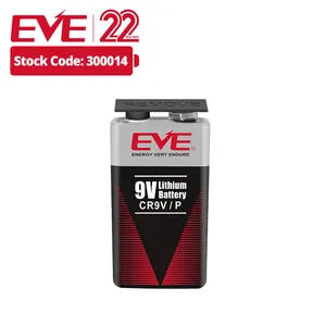 EVE CR9V แบตเตอรี่ลิเธียมหลัก9 V 1200MAh คุณภาพความจุสูงและสัญญาณเตือนควันอุณหภูมิ Limno2แบตเตอรี่9โวลต์