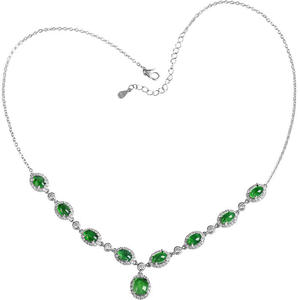 Pendentif en jadéite verte naturelle, collier de luxe, incrustation en argent S925, accessoires pour femmes, bijoux, certificat d'évaluation D236 - Product Image 5