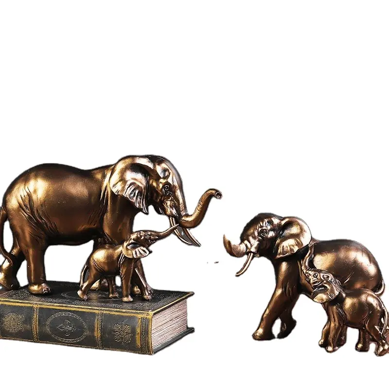 Patung Gajah Kerajinan Resin Meja Perunggu Dekorasi Ruang Tamu Gajah Kerajinan Resin