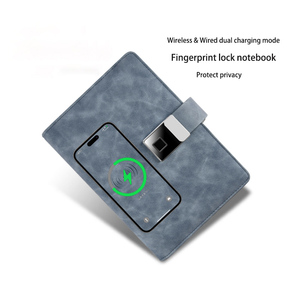 Custom Logo Business Notebook Smart Fingerprint <strong>Lock</strong> Wireless 8000mAh Power Bank <strong>Diary</strong> Notebook with 16gb USB Flash Drive Stick - Product Image 3