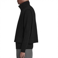 Cardigan en tricot noir pour homme, à manches longues, zippé, coupe décontractée, style décontracté