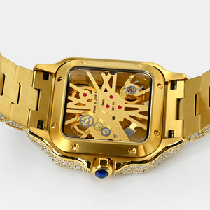 <span class=keywords><strong>Montre</strong></span> pour homme <span class=keywords><strong>personnalisée</strong></span> avec logo Hip Hop, sertie de moissanite, verre saphir, mouvement à quartz <span class=keywords><strong>suisse</strong></span> Ronda, incrustation à la main de moissanite VVS - Product Image 3