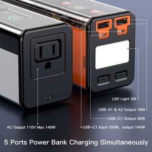 Batterie externe 100W avec prise secteur |   Charge solaire, charge les ordinateurs portables et alimente les petits appareils n'importe où - Product Image 3