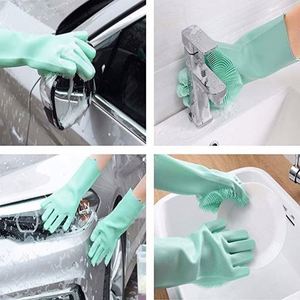 Dishwashing <b>Cleaning</b> Sponge Gloves Reusable Silicone Brush Scrubber Gloves for <b>Pet</b> Grooming <b>Bathing</b> Car Washing - Product Image 2