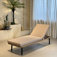 Chaise longue de piscine avec coussin et dossier réglable pour terrasse extérieure