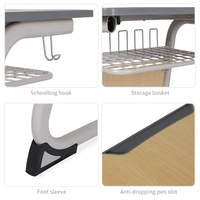 Ensemble bureau et chaise scolaire individuels modernes et confortables avec cloison frontale pour salle de classe - Vente en gros
