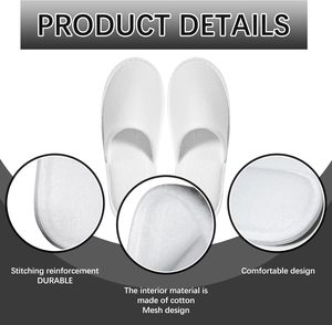 Chaussons de spa confortables en lin et peluche, style hôtelier, à bout fermé ou ouvert, personnalisables avec logo, pour les voyages et les salles de bain des clients. - Product Image 2