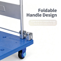 Chariot utilitaire à plateau plat robuste en acier inoxydable pliable 150 kg avec roulettes silencieuses en PU pour la logistique d'entrepôt