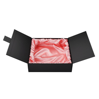 Boîte d'emballage cadeau magnétique noire de haute qualité, boîtes d'emballage en carton avec satin de soie pour emballage de produits cosmétiques de beauté