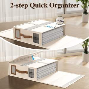 Foldable <b>Bed</b> Sheets <b>Set</b> Organizers and Storage Linen Fabric Closet Organizers with Window Folding <b>Bed</b> Storage Box for Bedsheet - Product Image 6